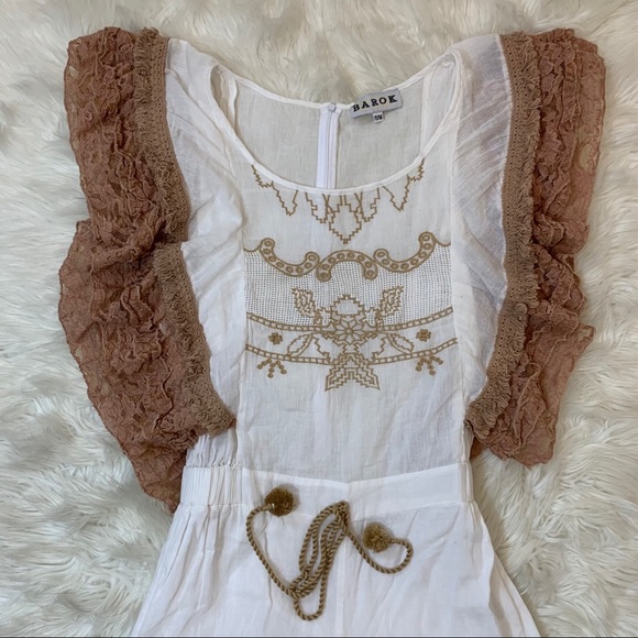 Barok linen ruffle lace shorts boho romper small - Picture 4 of 13